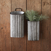 Set of Two Tall Herringbone Bins