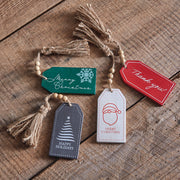 Set of Four Wood Christmas Tags