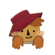 Peeking Scarecrow Wooden Shelf Sitter