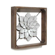 Grey Metal & Wood Framed Wall Flower