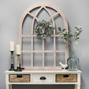 Distressed Wood Framed Window Arch Wall Decor