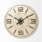42" Round Oversized Farmhouse Wall Clock With Metallic Hands