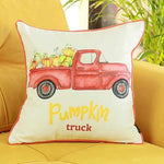 Set of 4 18" Pumpkin Truck Throw Pillow Cover in Multicolor