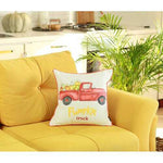 Set of 4 18" Pumpkin Truck Throw Pillow Cover in Multicolor