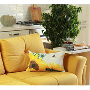 Set of 4 20" Sunflower Bee Lumbar Pillow Cover in Multicolor