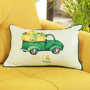 Set of 4 20" Pumpkin Truck Lumbar Pillow Cover in Multicolor