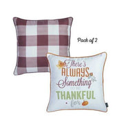 Set of 2 18" Fall Thanksgiving Gingham Throw Pillow Cover in Multicolor