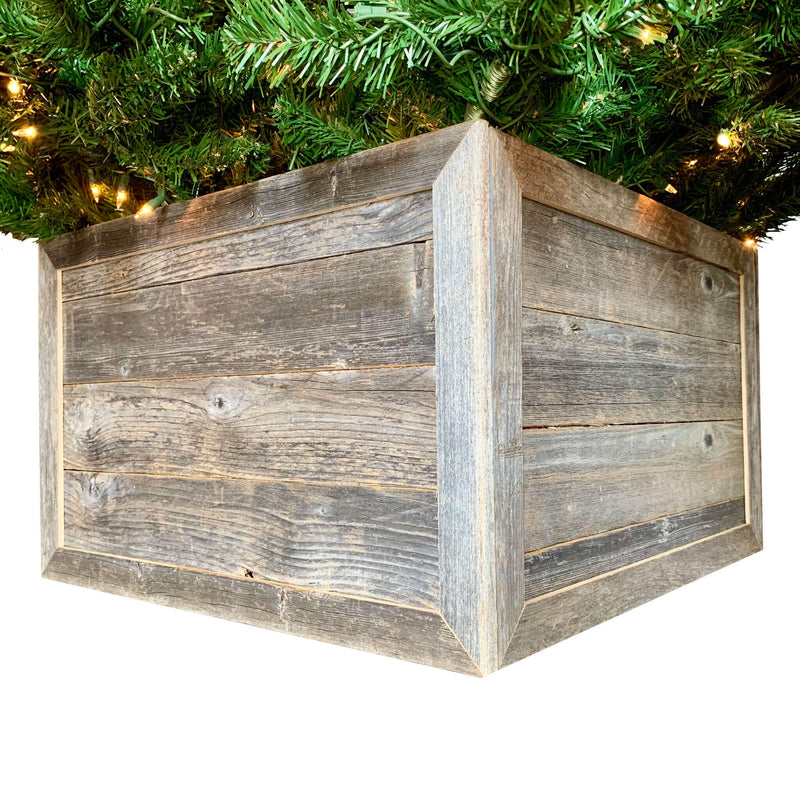 28" Square Natural Weathered Gray Christmas Tree Collar