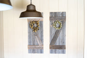 Set of 2 Rustic Natural Weathered Grey Wood Window Shutters with Hanger