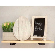 12" Farmhouse White Wwash Wooden Large Egg