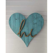 12" Farmhouse Turquoise Large Wooden Heart