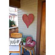 12" Farmhouse Red Wooden Heart