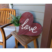 18" Rustic Farmhouse Red Wooden Heart