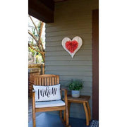 18" Rustic Farmhouse White Wash Wooden Heart