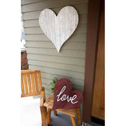 18" Rustic Farmhouse White Wash Wooden Heart