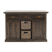 Modern Farmhouse Espresso Wash Large Accent Cabinet with Baskets