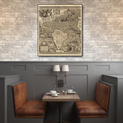 24" X 28" Vintage 1562 Map Of Early Americas Wall Art