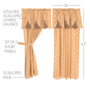 Maisie Short Panel Attached Scalloped Layered Valance Set of 2 63x36