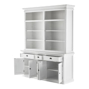 Classic White Hutch Bookcase with 5 Doors and 3 Drawers