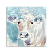 40" x 40" Watercolor Soft Pastel Cow Canvas Wall Art