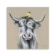 20" Cute Highland Cow Canvas Wall Art