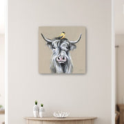 30" Cute Highland Cow Canvas Wall Art