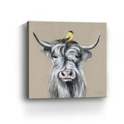 40" Cute Highland Cow Canvas Wall Art