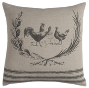 Gray Distressed Farmhouse Rooster Throw Pillow