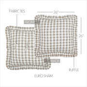 Annie Buffalo Grey Check Fabric Euro Sham 26x26