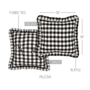 Annie Buffalo Black Check Ruffled Fabric Pillow 18x18