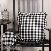 Annie Buffalo Black Check Ruffled Fabric Pillow 18x18