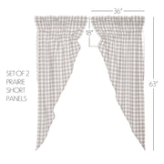 Annie Buffalo Grey Check Prairie Short Panel Set of 2 63x36x18
