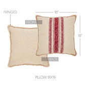 Yuletide Burlap Red Stripe Pillow 18x18