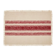 Yuletide Burlap Red Stripe Placemat Set of 6 13x19