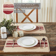 Yuletide Burlap Red Stripe Placemat Set of 6 13x19