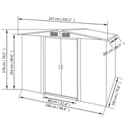 vidaXL Garden Storage Shed Gray Metal 101.2"x80.7"x70.1"