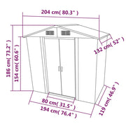 vidaXL Garden Storage Shed Green Metal 80.3"x52"x73.2"