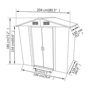 vidaXL Garden Storage Shed Gray Metal 80.3"x52"x73.2"