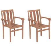 vidaXL Stackable Patio Chairs 2 pcs Solid Teak Wood