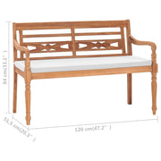 vidaXL Batavia Bench with Cushions 47.2" Teak