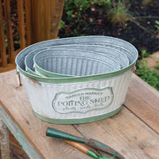 Set of  Three Rustic Potting Shed Buckets