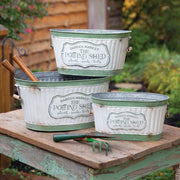 Set of  Three Rustic Potting Shed Buckets