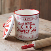 Claus Confections Enameled Christmas Container