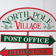 North Pole Village Directional Sign Stand