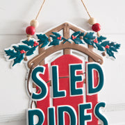 Sled Rides Hanging Wall Sign