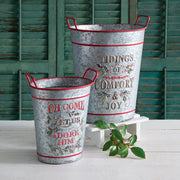 Set of Two Religious Christmas Buckets