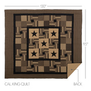 Black Check Star California King Quilt 130Wx115L