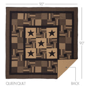 Black Check Star Queen Quilt 90Wx90L