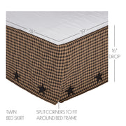 Black Check Star Twin Bed Skirt 39x76x16