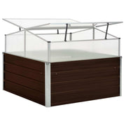 vidaXL Greenhouse Brown 39.4"x39.4"x33.5" Galvanized Steel